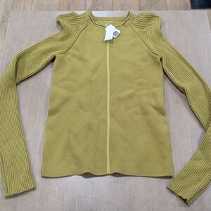 $1695 Mens RICK OWENS Puffed Shoulder Cashmere Crewneck Sweater Acid Medium
